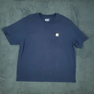 Carhartt Shirt Mens 2XL Blue Loose Fit Pocket Workwear Heavyweight Tee T-Shirt
